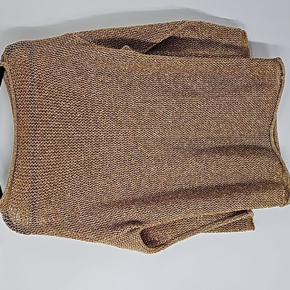 von Saken Gold Metallic Open Knit Mesh Pullover Sweater Vintage - Picture 6 of 10